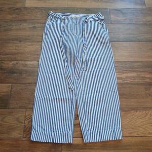 Vineyard Vines‎ Pants Womens 2 Blue White Striped Cropped Wide Leg Belted